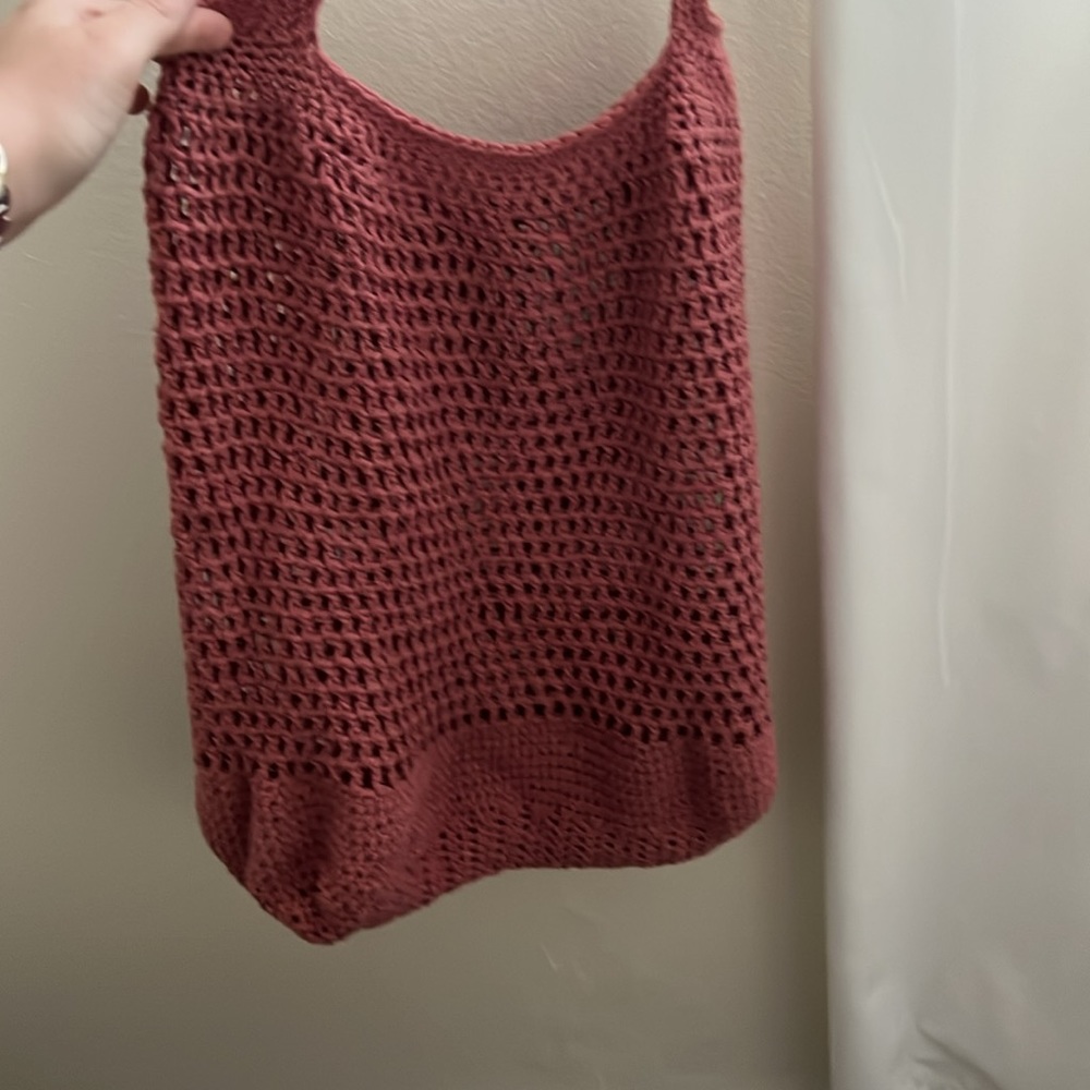 Handmade crochet market bag. Beautiful mauve pink color. Brand new!